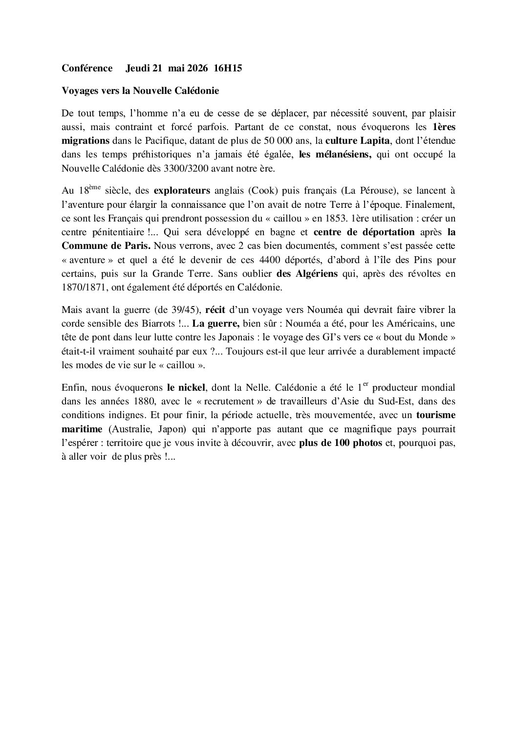 conférence du jeudi 21 mai