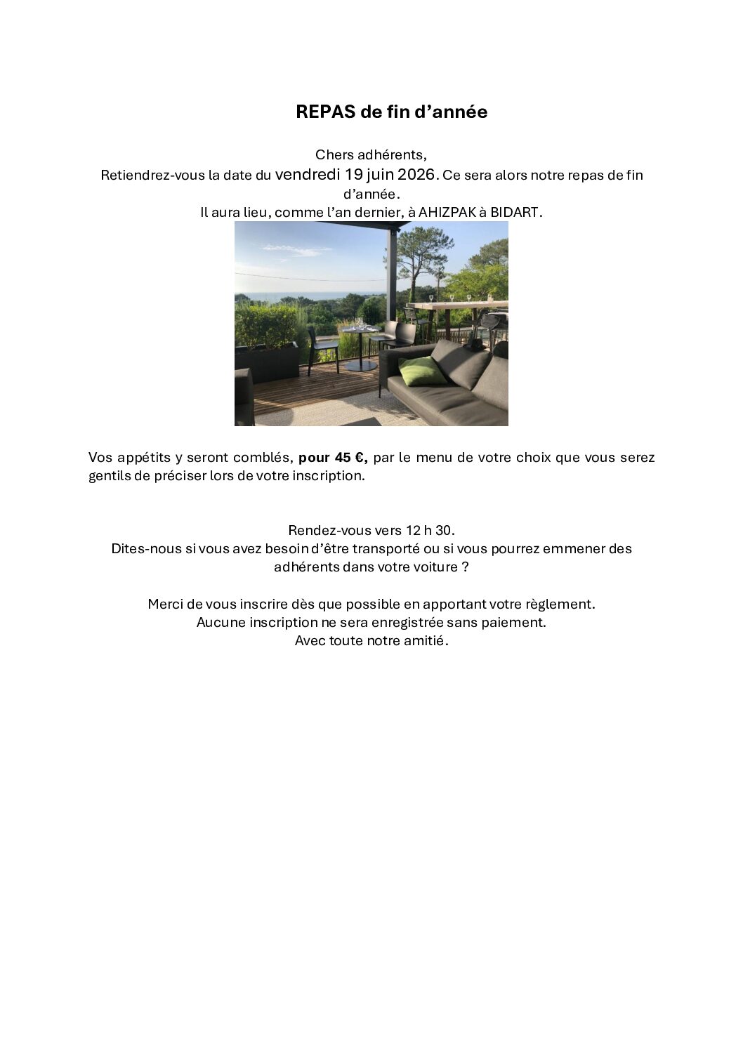 repas de fin d&rsquo;année