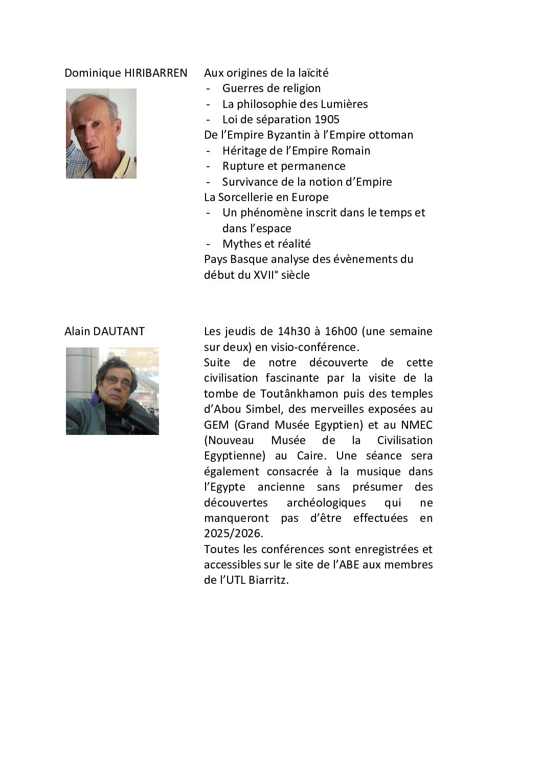 cours du jeudi 25 septembre