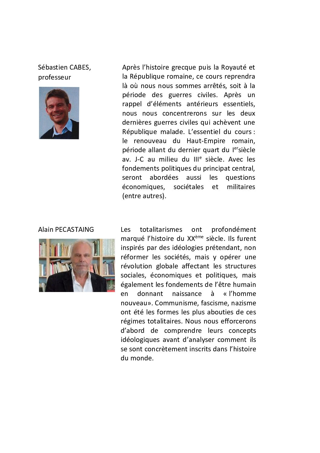 cours du mercredi 24 septembre